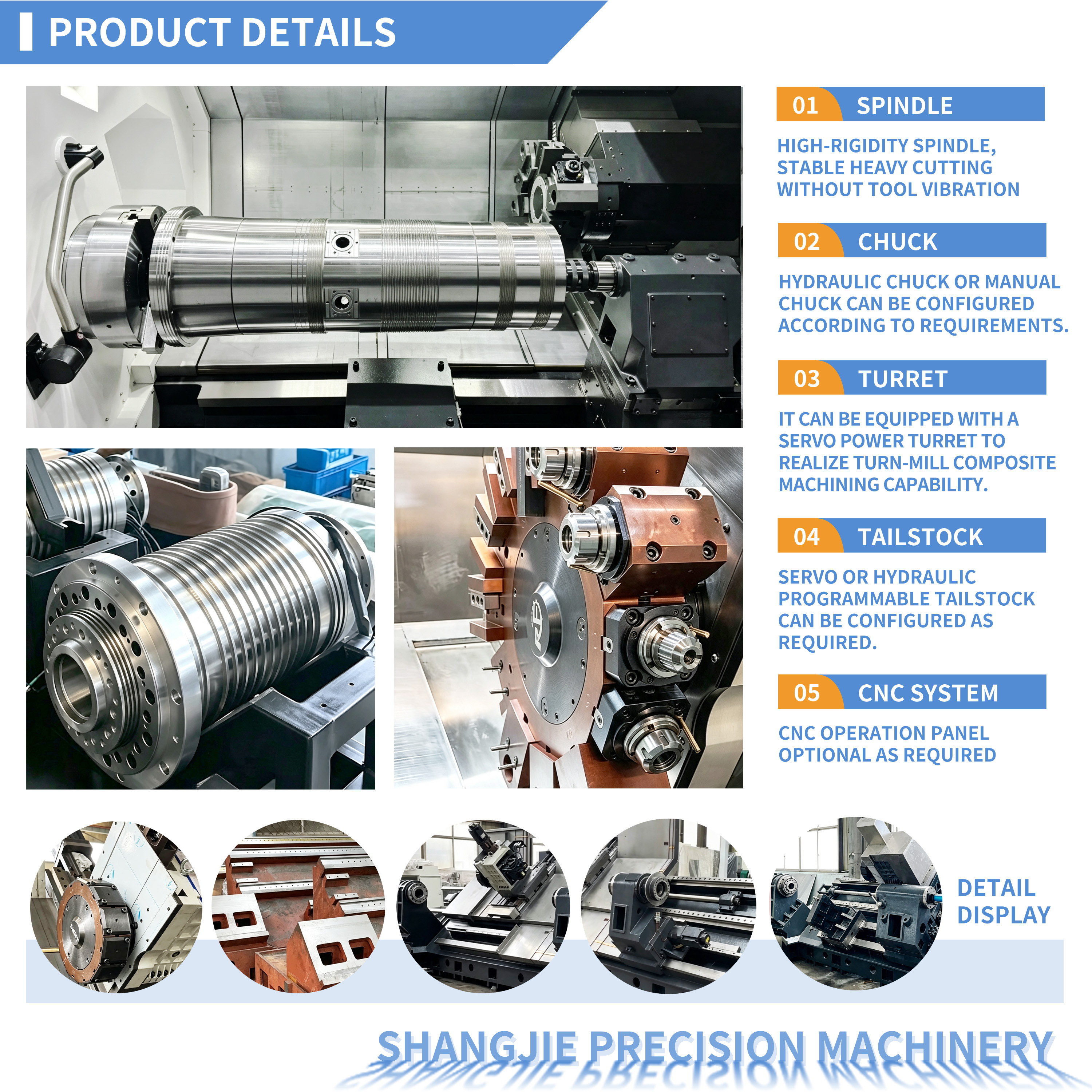 PR660Y Precision Horizontal CNC Lathe 127mm Large Bore Large Chuck Capacity KND Control