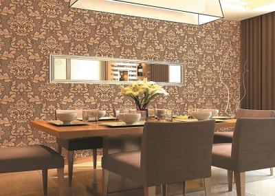 Beige / Yellow / Brick-red 3D Effect Deep Embossed Floral Wallpaper For Bedroom Background
