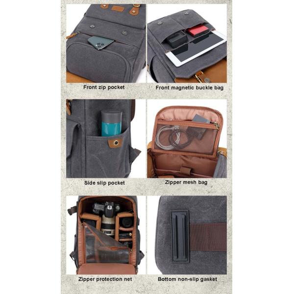 Bolso impermeable al aire libre encerado de la cámara del viaje de la mochila de la lona 30L