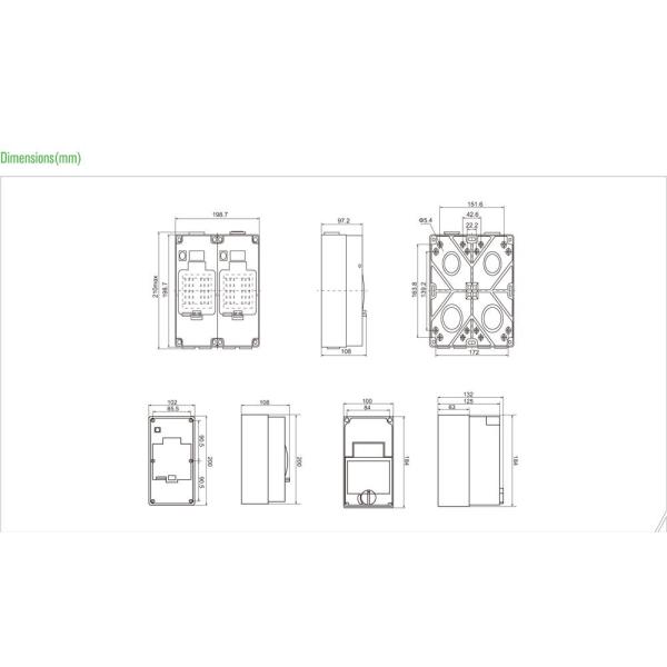 IP66 корпус водонепроницаемая пластиковая распределительная коробка 4 пути переключатель MCB коробка