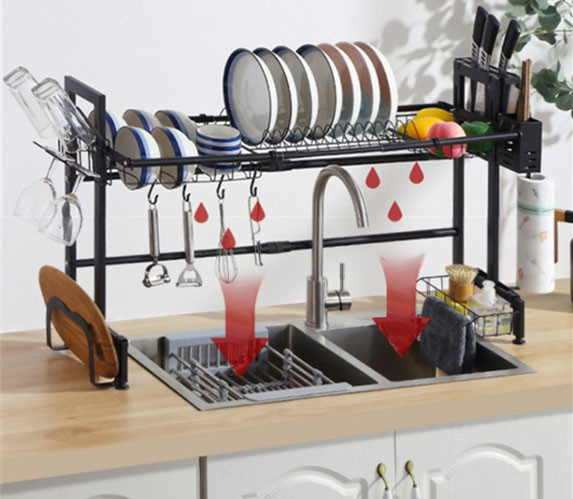 Retractable Over The Sink Adjustable Dish Rack 96x30x56cm Specification