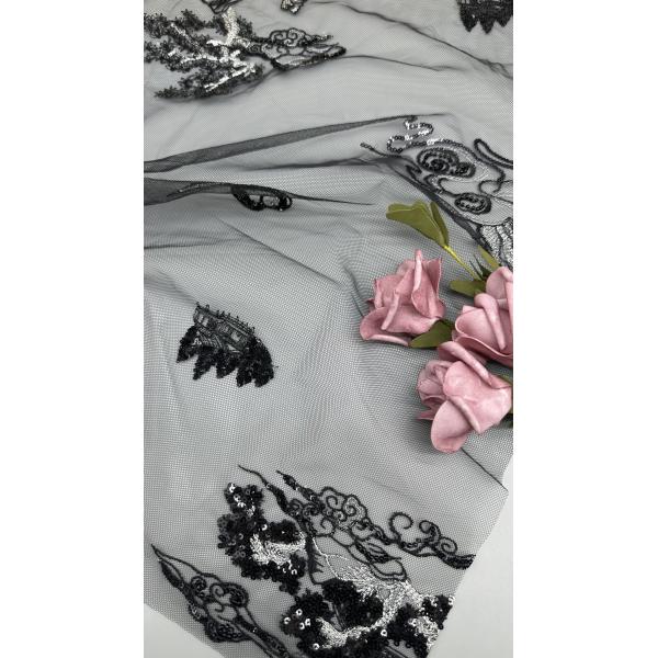 Elegant Tulle Mesh Fabric Lightweight Sheer for Bridal Gowns Embroidered Lace Fabric