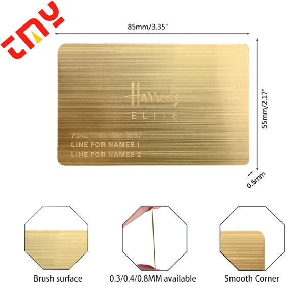 Customized Luxury Essentials Mirror Brass Finish Metal Business Name Card With Hollow Pattern