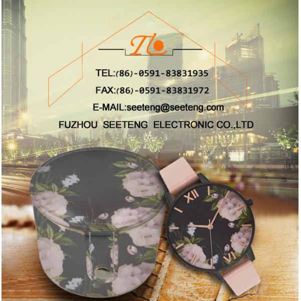 flower watch with pu leather band fashion watch for ladies with a pu flower design box
