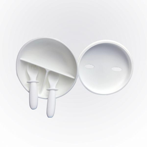 Baby Feeding Silicone Suction Divided Plate With Lid BPA Free Bunny Shape