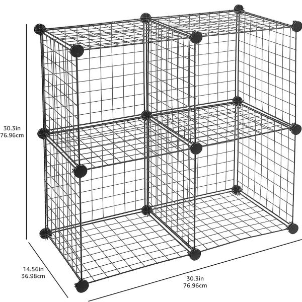 4 Cube Wire Grid Storage Shelves Black 14 X 14 Stackable Grid Shelf