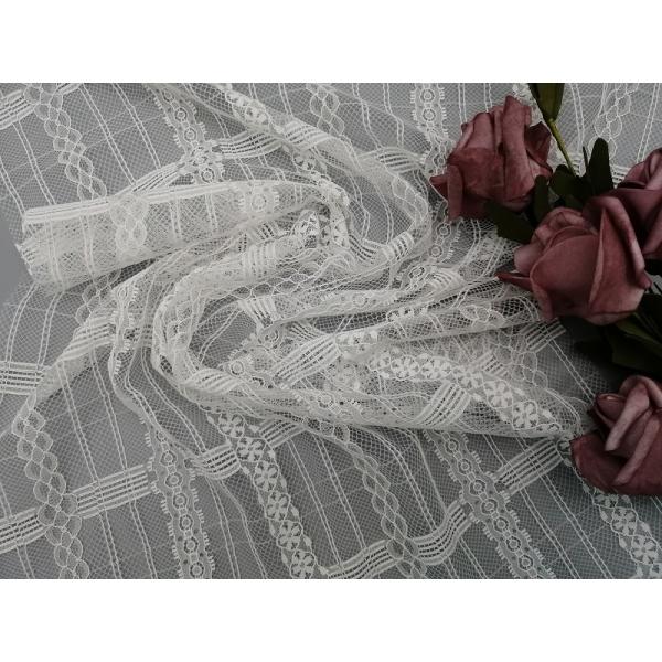 Дама Одевать Ткань белой геометрической ткани шнурка Тюль сетки облегченная