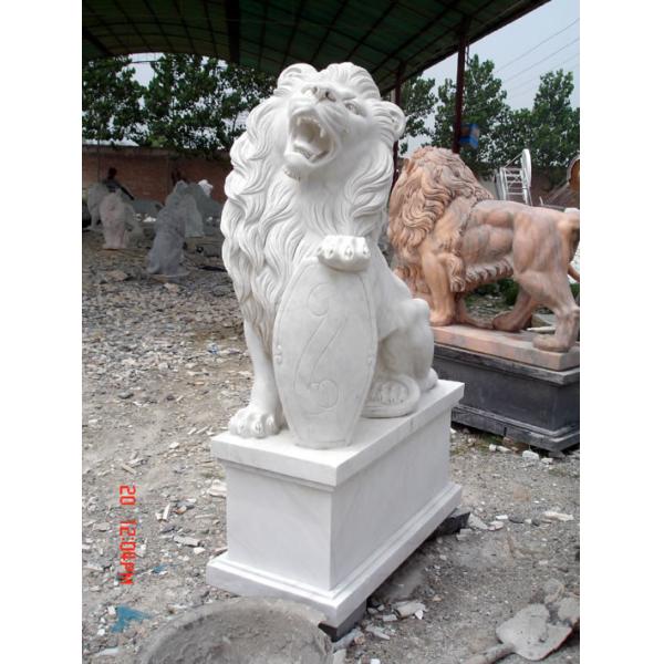 Granite Travertine Large Lion Statue Stone Carving Sculpture