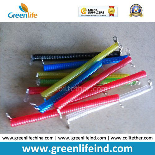 Safety Belt Long Rentention Coil Lanyard Rope W/Metal Hook