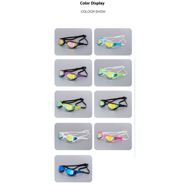 Electroplated colored unisex anti-fog swimming goggles, fashionable and good-looking eye protection glasses