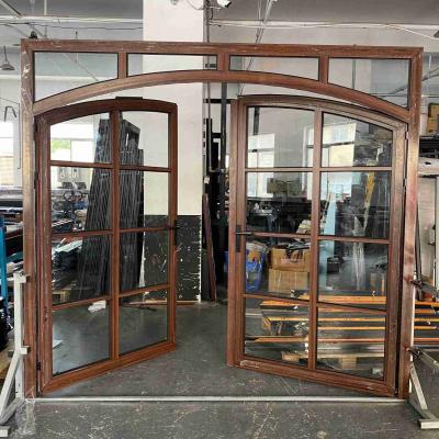 Arched Aluminium Hinged Doors French Design Wood Color  Aluminum Door Hinge