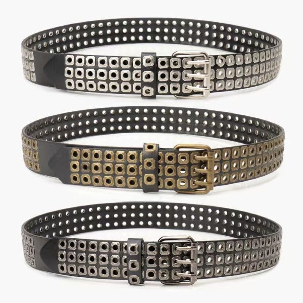 Unisex European and American style belt, trendy dark hollow rivet punk belt, versatile jeans belt