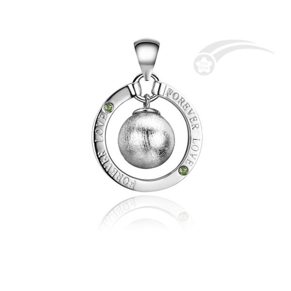 Forever Love Meteorite 925 Sterling Silver Pendant Movable Meteorite Bead