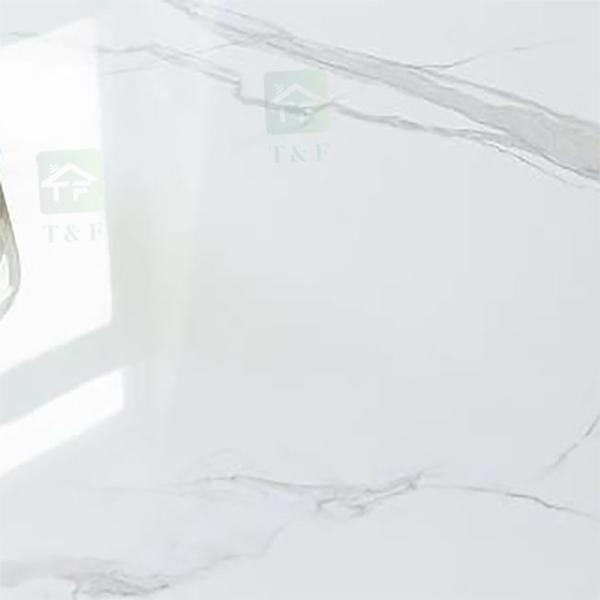Telhas de assoalho lustrosas altas da porcelana do olhar de mármore branco 60x60cm anti - sujando