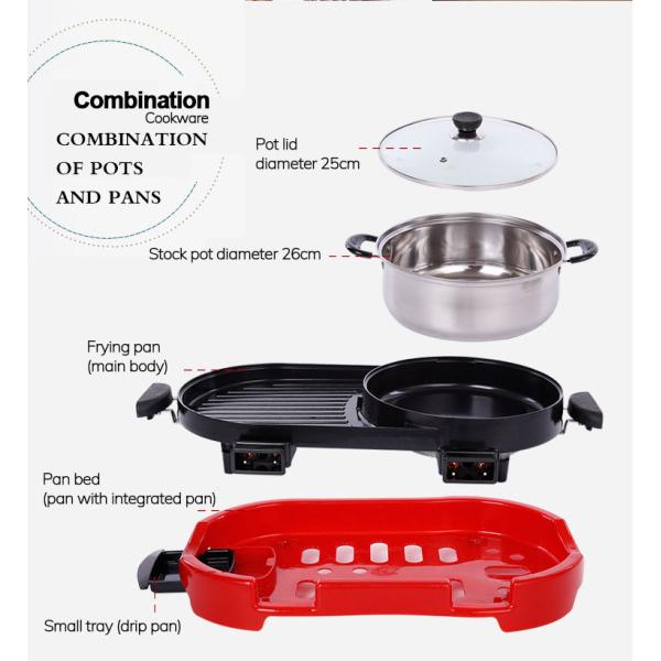 Non Stick Electric Grills Griddles Skillets 1350W smoke free