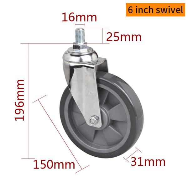 6 Inch 150mm Industrial Castors And Wheels Chrome Coating 5726S-77