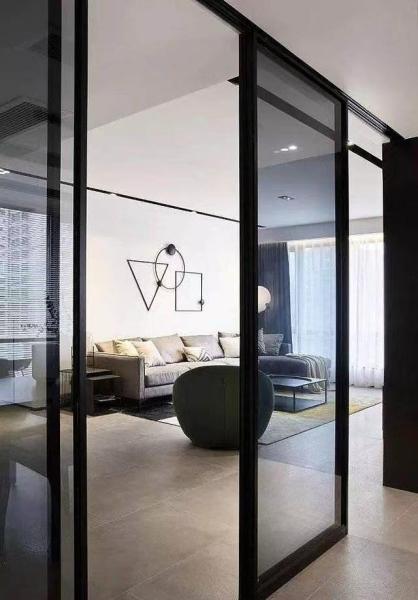 Porta deslizante de alumínio personalizável com vidro temperado para casas modernas