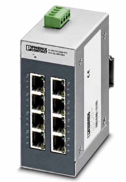 Phoenix Contact FL SWITCH SFNB 8TX 2891002 Compact Industrial Network Switch, 8 RJ45 Fast Ethernet Ports