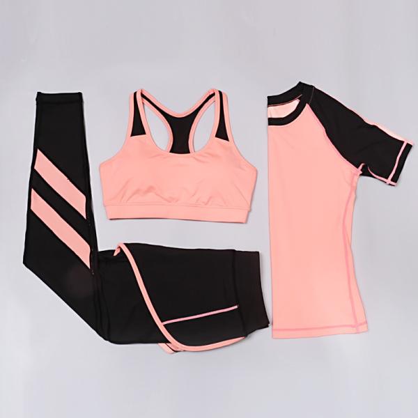 CPG Global 2017 Spring Summer Quick Dry 3 Pieces Set Stretched Bra Short Sleeves Sports Shirt  with Yoga Pant T1028