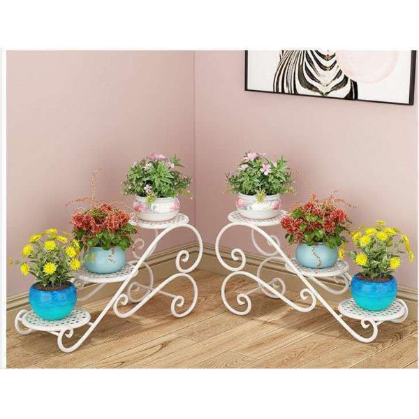 White 2 Tier Flower Cart Plant Stand , 45cm Width Plant Cart Indoor