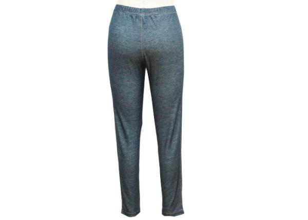 Knitted Ladies Casual Pants Fake Denim Dress Trousers Double Needle Stitch On Waist Band