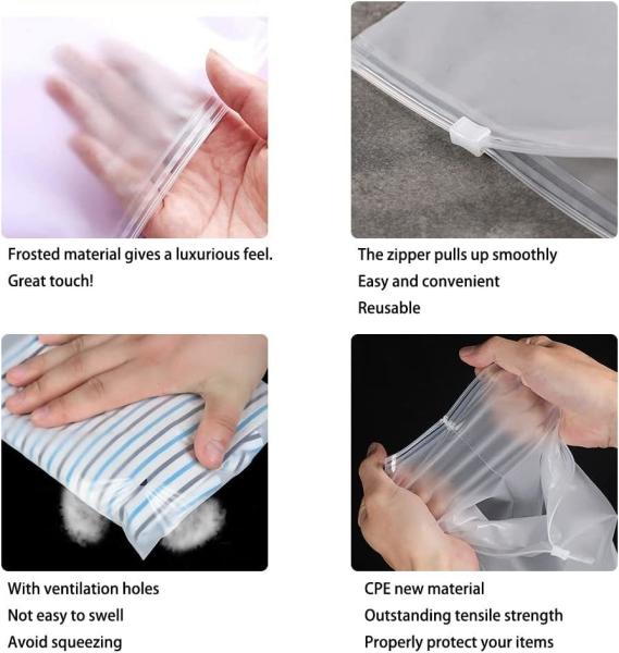 CTCX Slider Zipper Lock Clothes Ldpe Packaging Matte Plastic Gament Bags New Design Custom Zip Seal Ziplock Poly Bags Zipper Bag