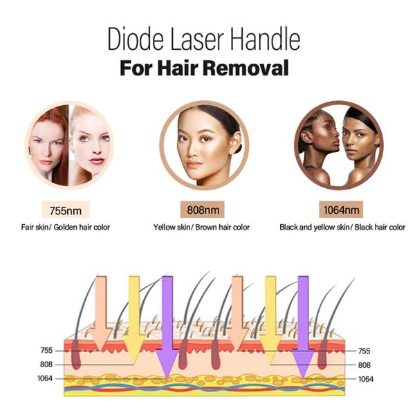 High Quality 7 Languages 5 Heads Diode-Lasersings Hair Removal Machine with Nose Hair Head
