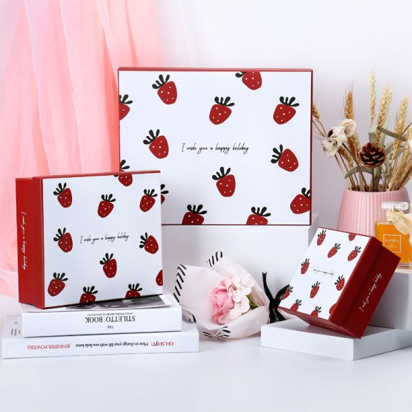 Strawberry Holiday Gift Box Large Cosmetic Scarf Premium Packaging
