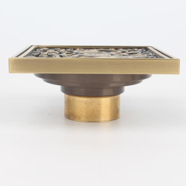 Removable Cover and Waste Water Strainer 4-Inch Square Brass Shower Drain for Washroom