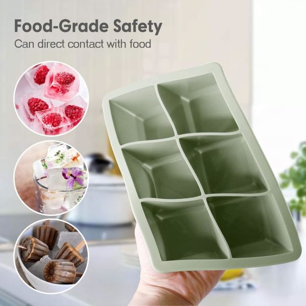 Silicone Ice Cube Trays,Large Size Silicone Ice Cube Molds with Leak Proof Removable Lid Square Ice Cube Tray And BPA Free for Cocktail,Whiskey, Stackable Flexible Ice