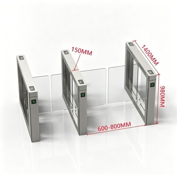 304 Brushed Stainless Steel Turnstile Gate Slim Design Adjustable Passage Width