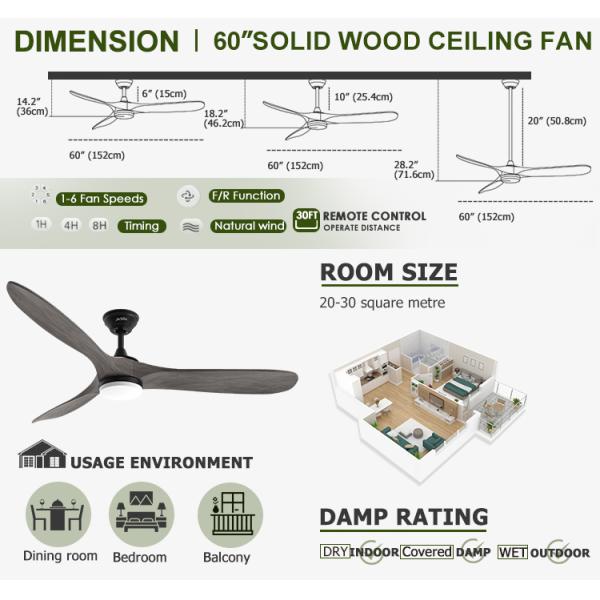 O ventilador de teto de madeira personalizado da 1stshine com luz é a adição perfeita para qualquer espaço.
