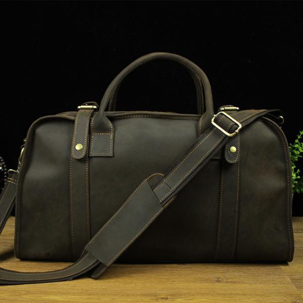 Saco de couro de couro real da bagagem de Crazy Horse dos sacos de Duffel para o curso LB02