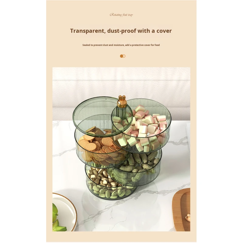 Multi-Layer Rotating Compartmentalized Modern Sustainable Round Jewelry Box Creative Plastic Food Container