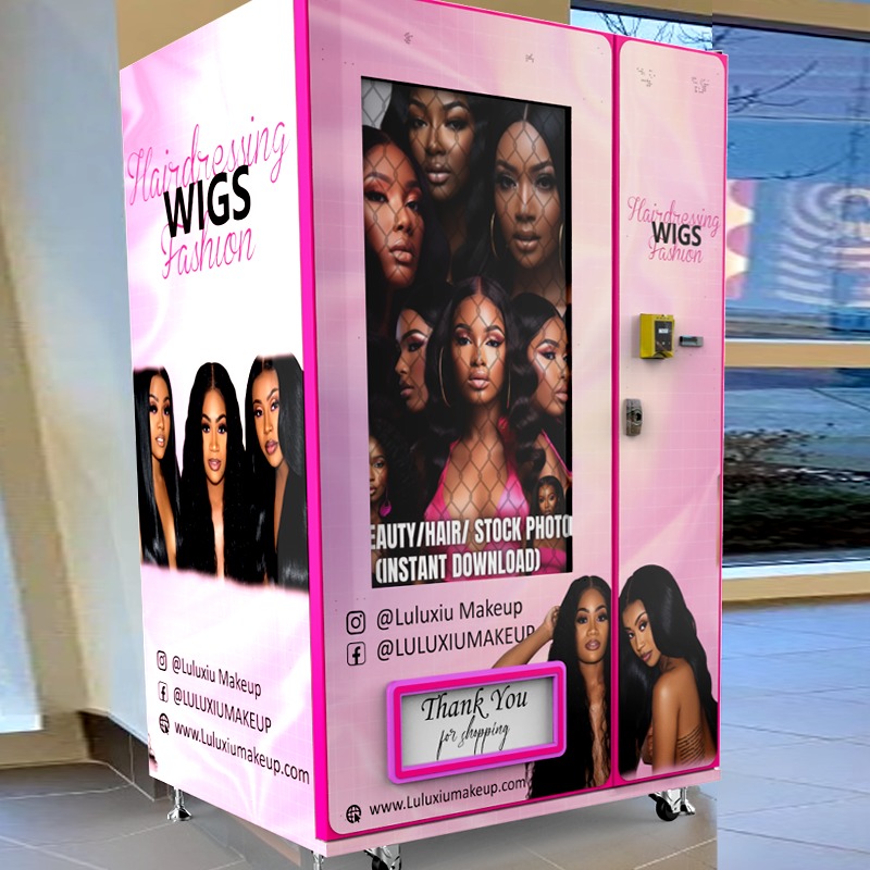 New Arrival Custom Make up Lashes Vending Machine  49 Inch Touch Screen Hair Extension Wigs Vending Machine