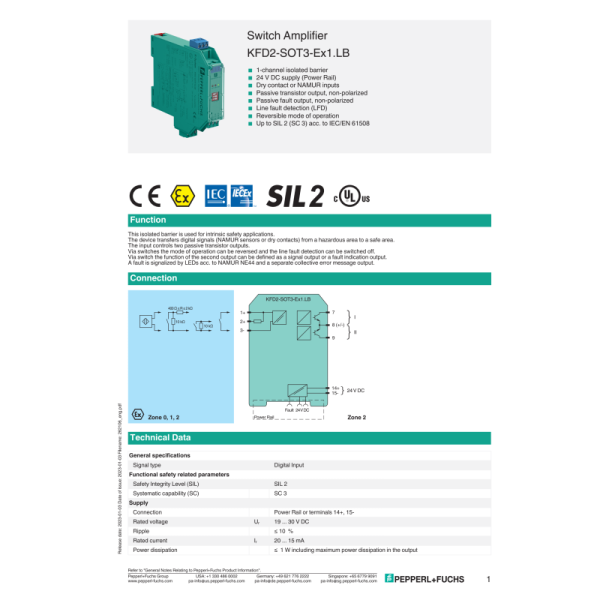 PEPPERL+FUCHS Isolated Barrier Switch Amplifier KFD2-SOT3-Ex1.LB