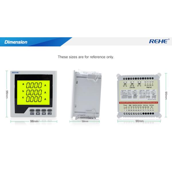 Slim type amp,volt,hz 96*96mm Three Phase LCD Multi-function digital panel Power Multimeters