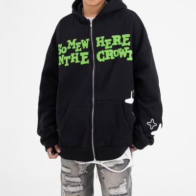 Custom Unisex Y2k Streetwear Zipup Hoodie with 3D Puff Print and Full Zip Closure