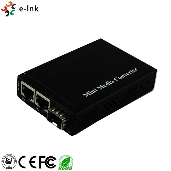 Mini 2x  SFP Slot Gigabit Fiber Ethernet Media Converter 10/100/1000Base-T RJ45 to 1x 1000Base-X