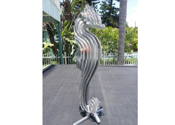 Modern Outdoor Stainless Steel Sculpture Seahorse Sculpture Matt Finish