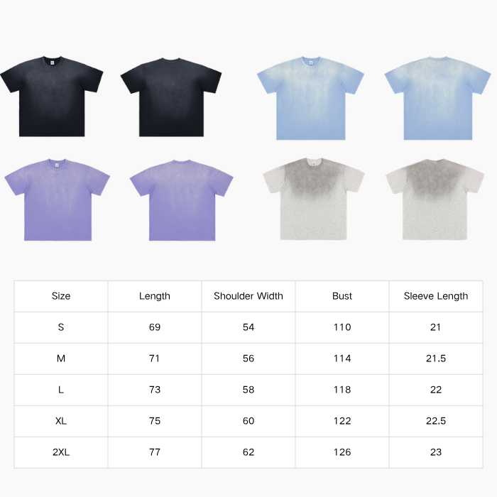 Spray Washed Colour Block Shirt Faded Mens Drop Shoulder T Shirt 250GSM