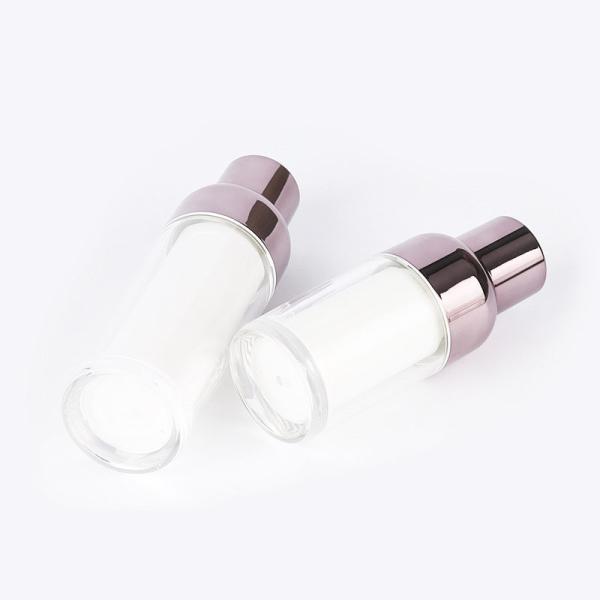 Bouteille de pompe sans air 15/30/50 ml de luxe, blanche/vert, avec conception à double corps