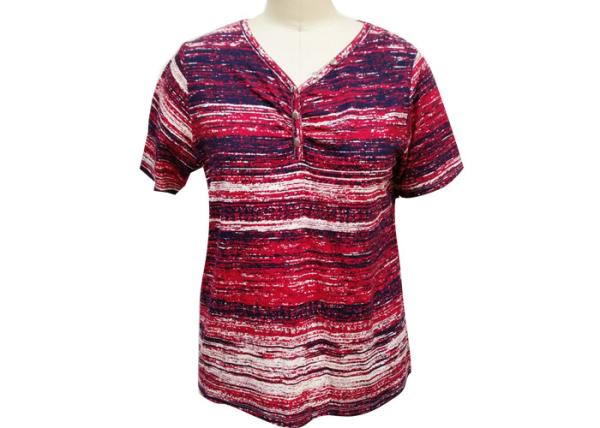 Irregularly Shape Ladies Striped T Shirt , Women'S Collared T Shirts Quick Dry