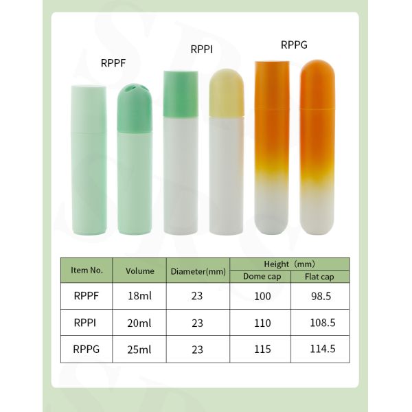 RPPG 25ml Cute Empty Green Colored Roller Bottle PP PCR Plastic Container With Plastic Roller Ball For Hair Serum