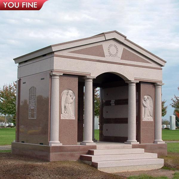 Outdoor Large Luxurious American Big Size Granite Family Mausoleum with Bronze Horse Statue