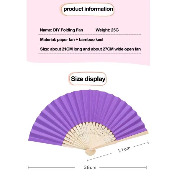 Custom Printed Logo Personalized Paper and Fabric Folding Bamboo Wood Plastic Hand Fan