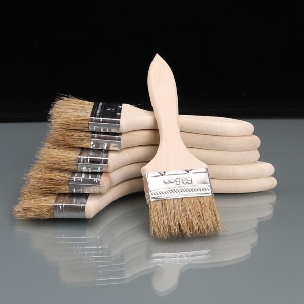 Flexographic Printing Paint Brush with Wooden Handle and Various Color Bristle Head