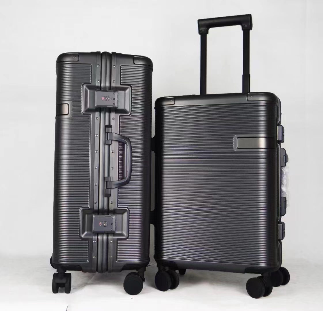 2024 Unisex Luxury Aluminum Frame Trolley Luggage Hot Selling Carry-On Travel Bag TSA Lock Spinner Caster PC Material Suitcase