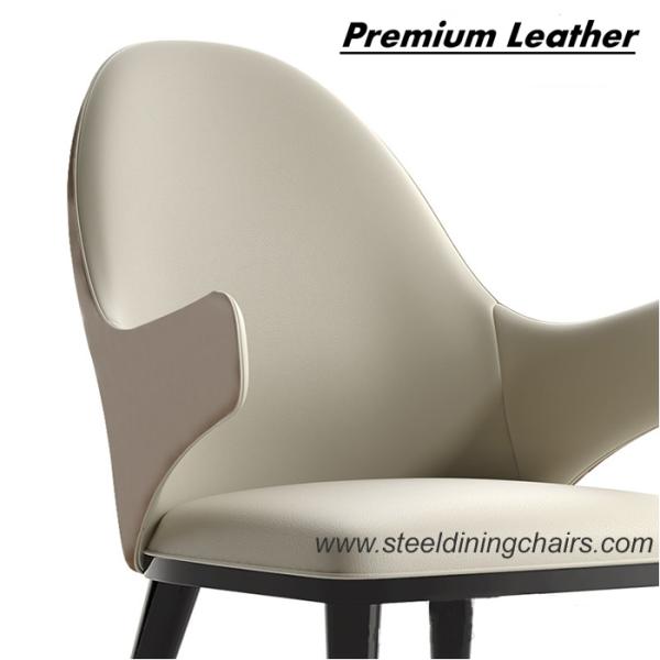 PU Leather Solid Wood 55cm 94cm Cream Upholstered Dining Chairs