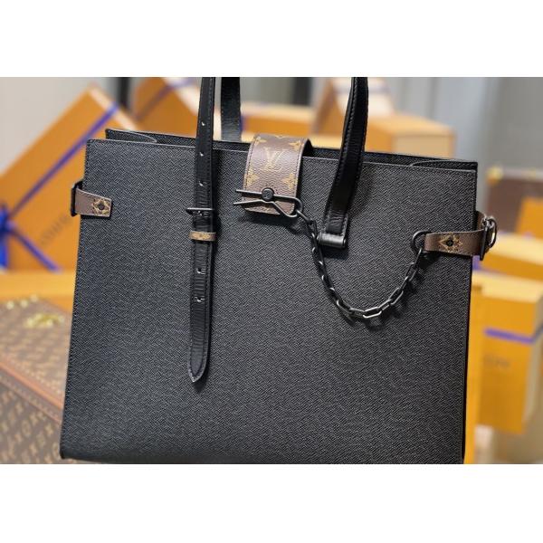 Black Mens Cross Pattern Genunie Cowhide Leather Handbag For Shopping